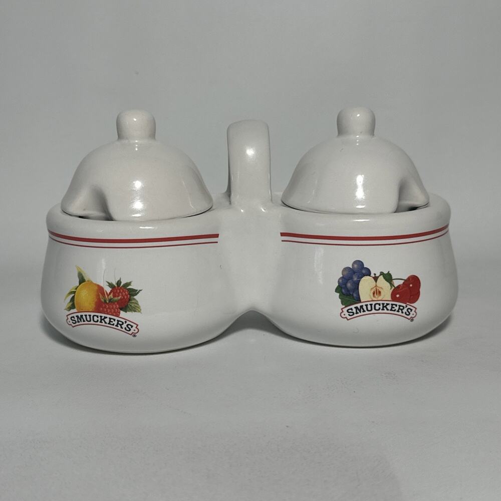 Smuckers Double Covered Ceramic Jam Jar With Lids